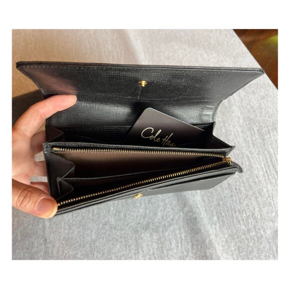 NWT Cole Haan Black Leather Accordion Wallet Ali - Picture 6 of 7